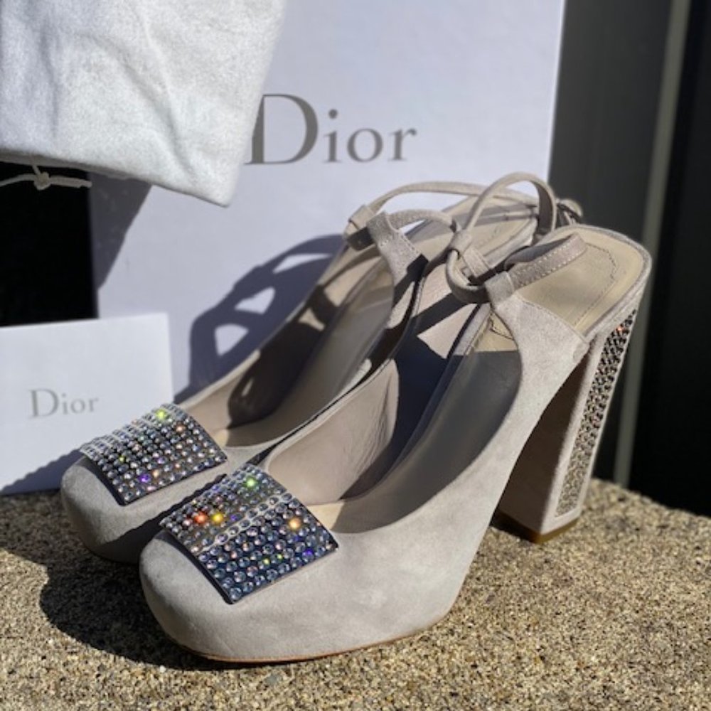 SOLD ❤️ DIOR Lavender Suede Crystal Embellished Platform